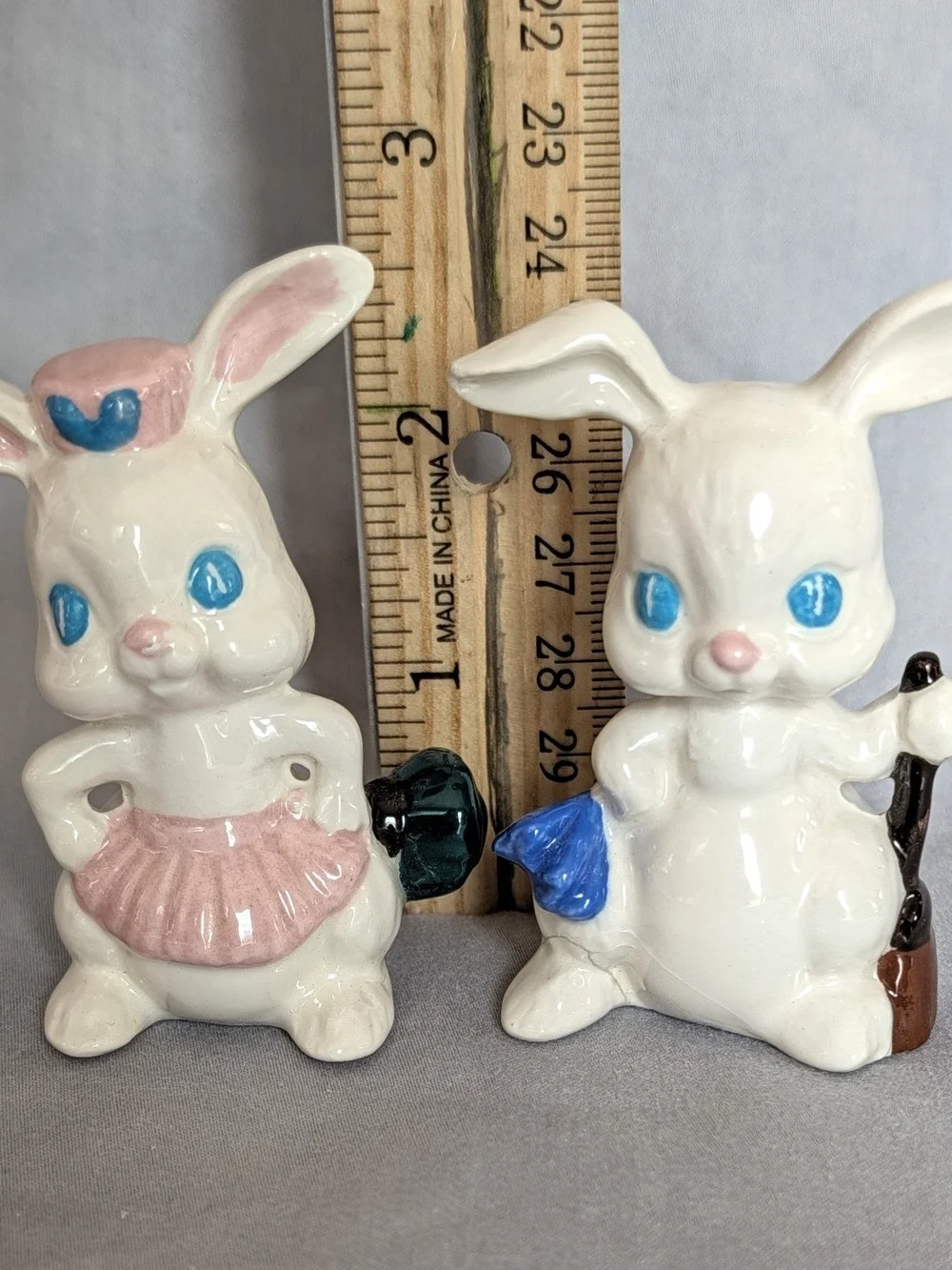Vintage Bunny Housekeeper Figurines Pair 2.5